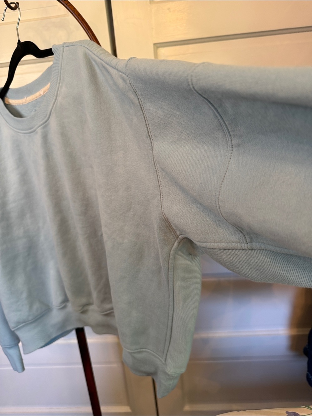 Oversized Washed Blue Crewneck Sweatshirt Soft Boxy Cozy Lounge M/L